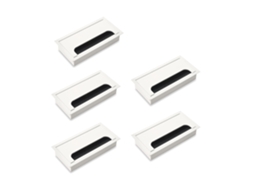 Lote de 5 cabos Passa para Mesa Quadrum, Retangular, 159x80mm, Embutidsa, Alumínio, Pintado Branco EMUCA