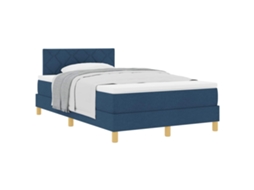 Maison Exclusive - Cama Box Com Colchão Com Cabeceira Azul 120 X 190 Cm Tecido
