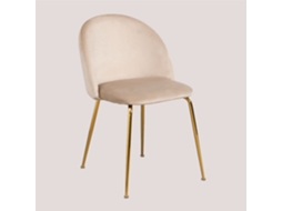 Sklum Pack 2 Cadeiras De Jantar Estofadas Em Veludo Kana Design Poliéster     Dourado                 Castanho Trigo