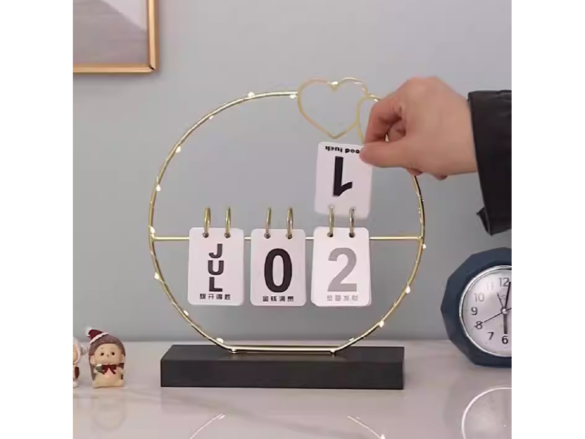 Perpetual Flip Calendar (led Light Durable Metal Construction, Black) Eoocoo