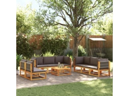 9 Pcs Conjunto De Sofá De Jardim Com Almofadas Acácia Maciça Dkd Home Decor