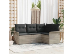 Vidaxl Conjunto De Sofá De Jardim 4 Unid. Cinzento-claro Vime Pe