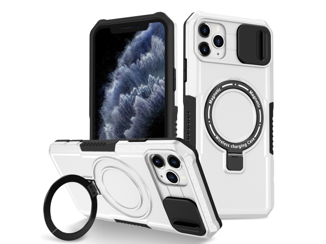 Capa Zruxe Compativel Com Iphone 11 Pro Max (camshield Deslizante - Magsafe - Tpu Hybrid Pc - Preto - Branco)