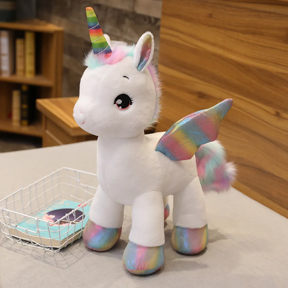 Unicórnio de Pelúcia Macio e Adorável, Arco íris Dos Sonhos MDUG (branco, 80 Cm)