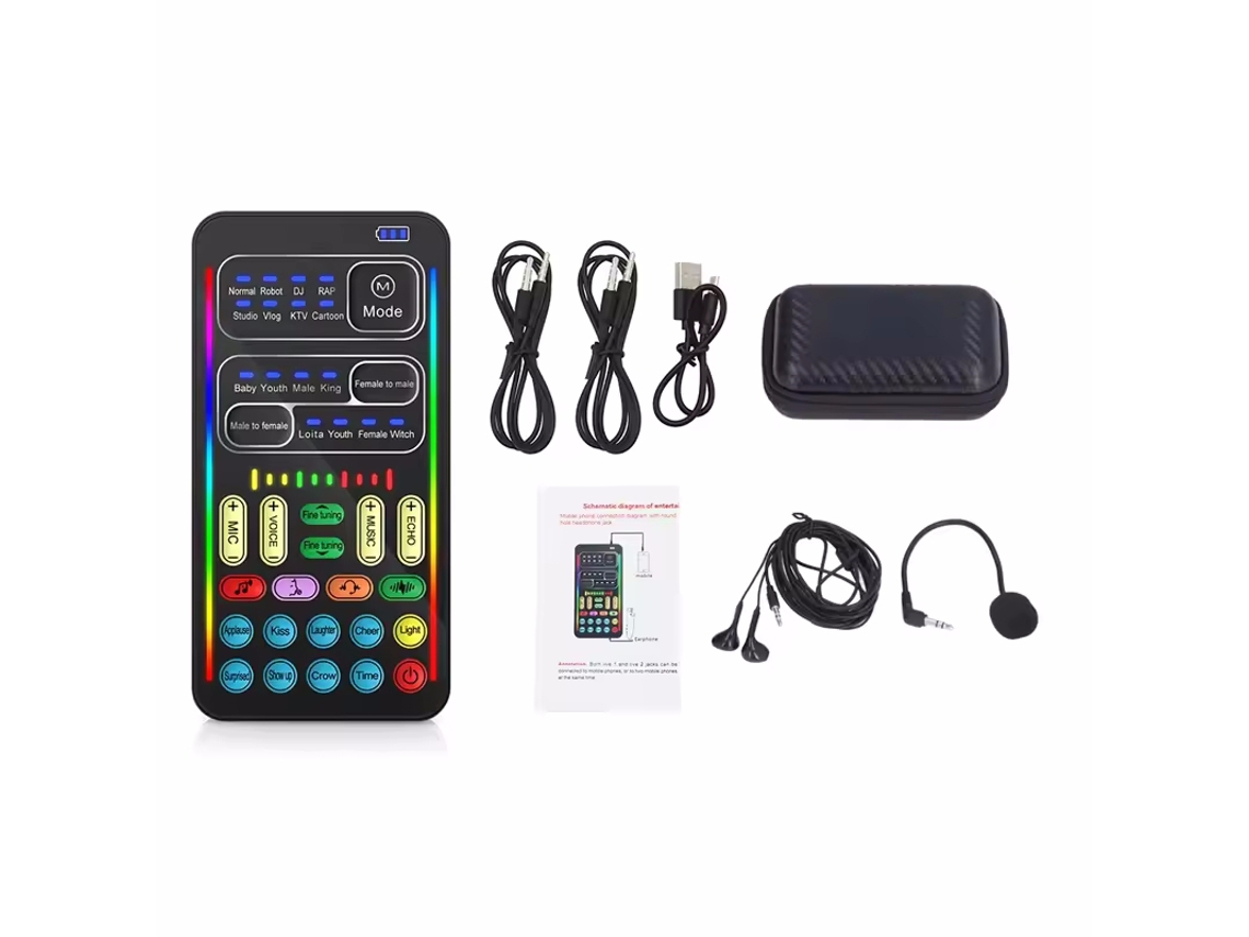 Microfone Bluetooth Com Função De Modificador De Voz, Mini Kit De Gravação E Mixer. Mdug (com Estojo De Armazenamento)