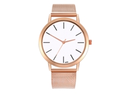 Relógio de quartzo analógico casual de luxo Zhoulianfa com pulseira de malha dourada rosa.