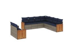 Conjunto de Sofá de Jardim, 9 Peças, Almofadas, Rattan Cinza MAISON EXCLUSIVE