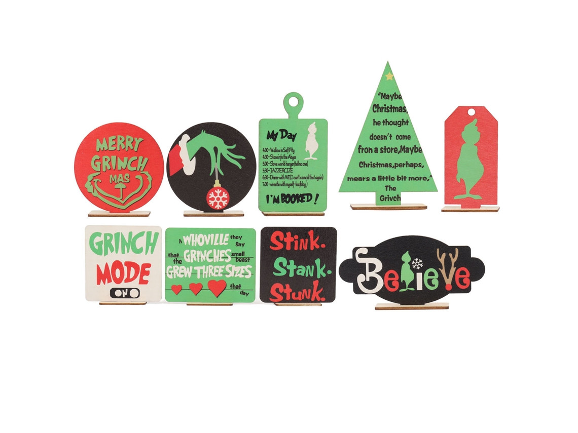 Cartões Decorativos para Bandeja em Estilo Natal com Madeira Resistente, Conjunto de 9 LAXISCREED