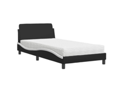 Cama com Colchão Dover 100x200 Cm Couro Artificial Preto e Branco MAISON EXCLUSIVE