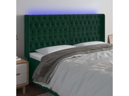 Vidaxl Cabeceira De Cama C/ Led Veludo 183x16x118/128 Cm Verde-escuro