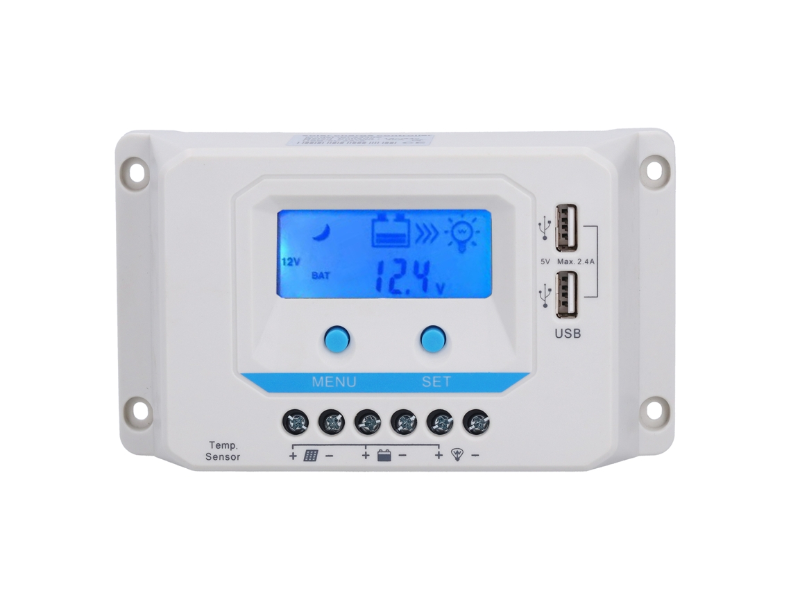 Controlador de Carga Solar PWM 30A 12V/24V LCD Carcasa ABS Lar EL2430Z S/MARCA