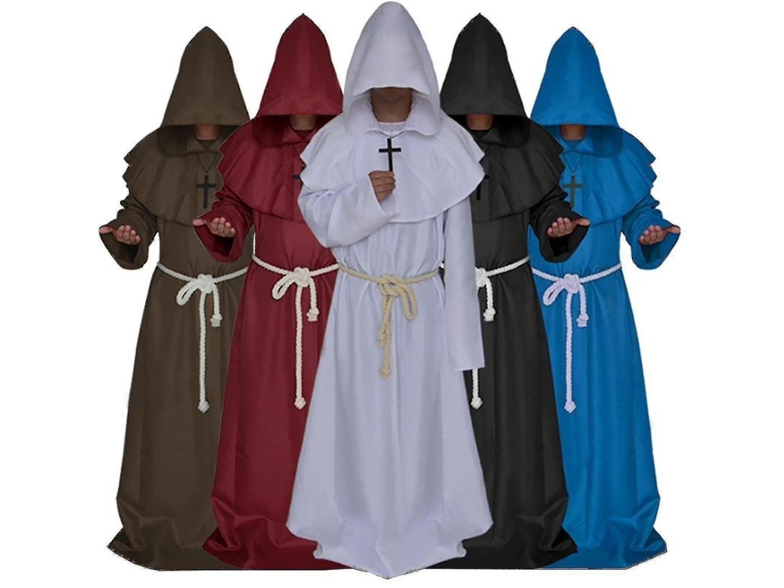 2026 túnica com Capuz de Monge Adulto Traje Medieval Renascimento para Festa de Disfraces Halloween Carnaval Cosplay