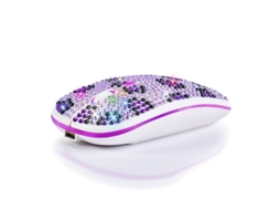Rato YIZHOOD Bluetooth 5.0 sem fio 2.4G recarregável cravejado de diamantes silencioso ultrafino USB portátil para laptop PC roxo
