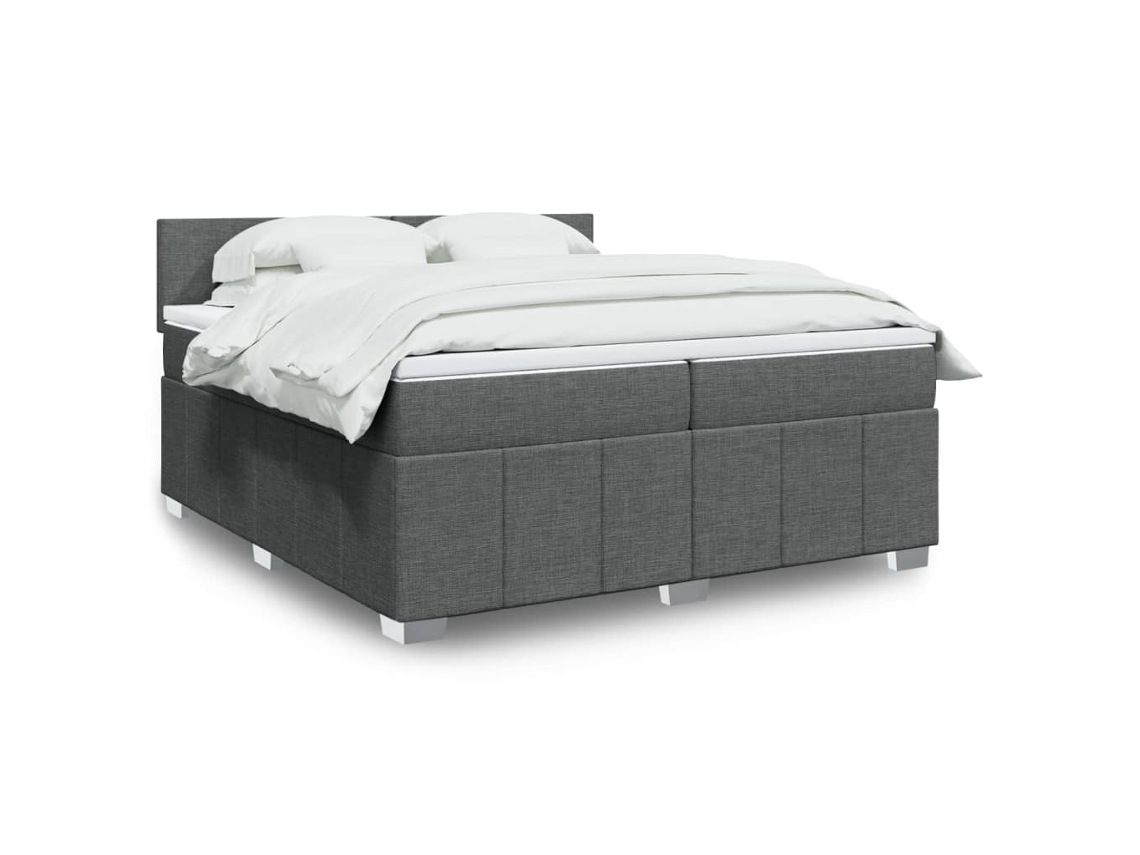 Vidaxl Cama Com Molas/colchão 200x200 Cm Tecido Cinzento-escuro