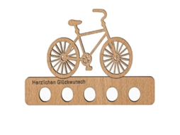 Porta dinheiro em Formato de Bicicleta, Presente de Aniversário, Cofrinho com 5 Furos, Artesanato em Madeira Exclusivo, Presente para Ciclistas.