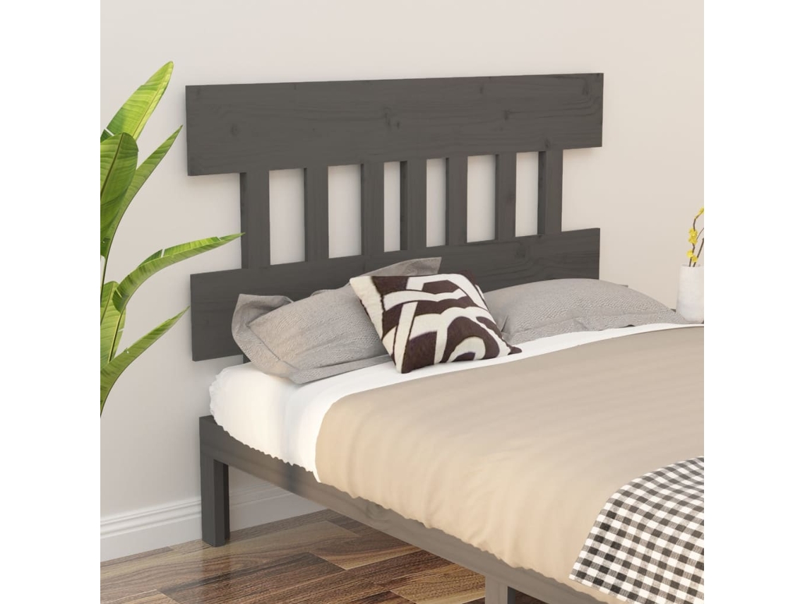 Vidaxl Cabeceira De Cama 143,5x3x81 Cm Pinho Maciço Cinzento