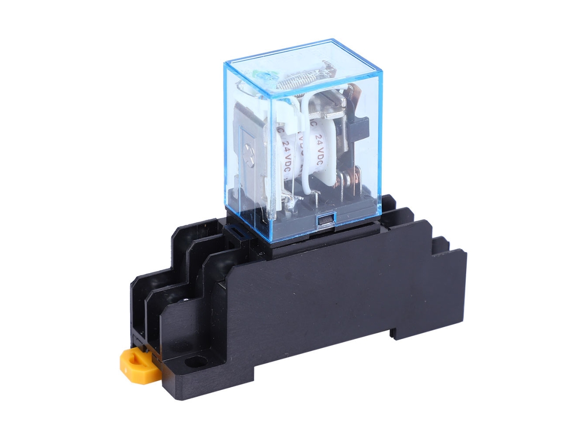 Relé de Potência com Bobina de Ajuste Automático Dpdt 8 Pinos Jqx 13f Hh62p L 2no 2nc Base Ptf08a Dc24v