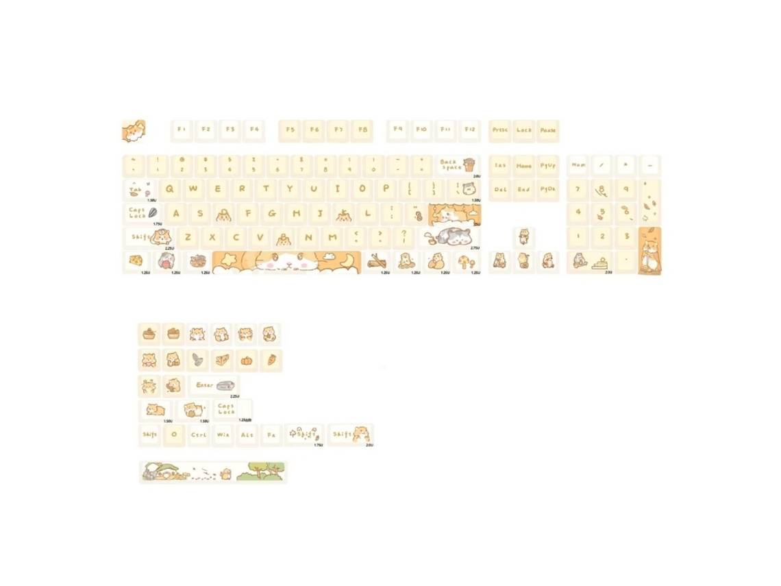 Lurelia Keycaps Conjunto Grosso Capas Mouse Fofas Pbt 131 Teclas Para Teclado Mecânico