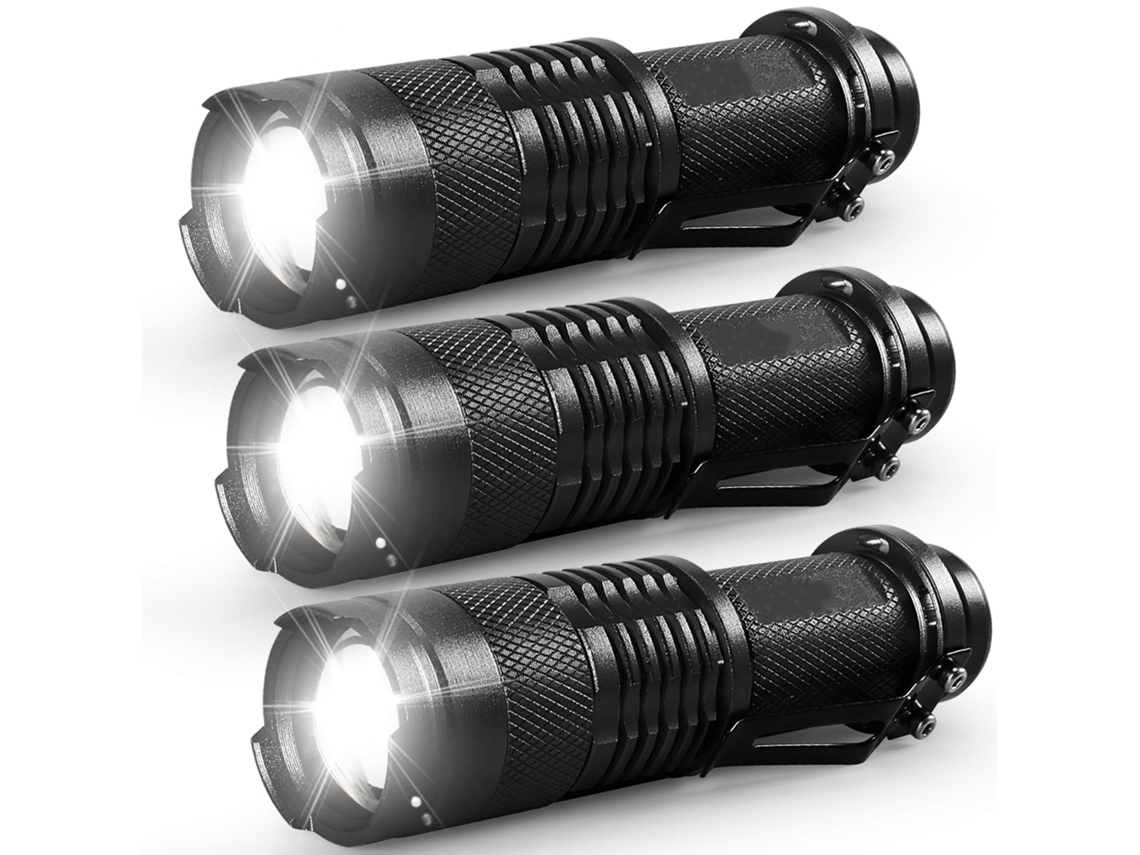 Mini Lanternas de Pacote com 3 Lanterna Led Brilhante com Clipe 3 Modos Lanternas de Emergência Compactas e Poderosas com Zoom Resisten YEMAESRE