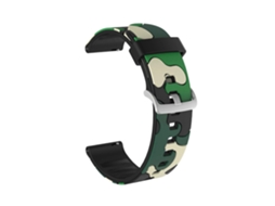 Pulseira De Silicone Camuflada De 20 Mm Para Amazfit Pop Com Fivela Prateada