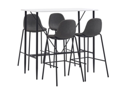 Vidaxl 5 Pcs Conjunto De Bar Tecido Cinzento-escuro