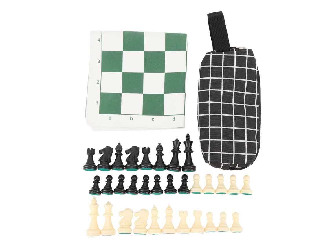 Junli jogo de Xadrez e Damas Portátil com Bolsa de Armazenamento Verde