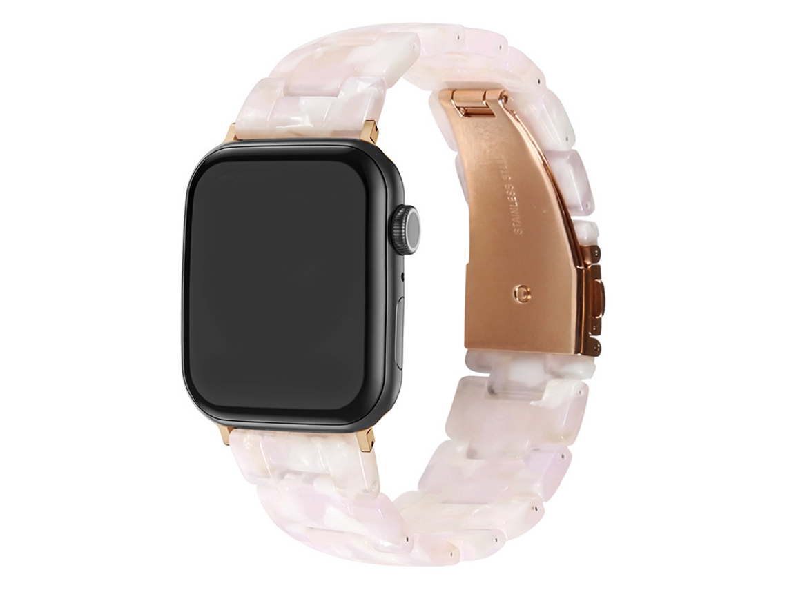 Pulseira de resina compatível com Huawei, Apple Watch 10e e Samsung Watch 7, design transparente em cerâmica, estampa.
