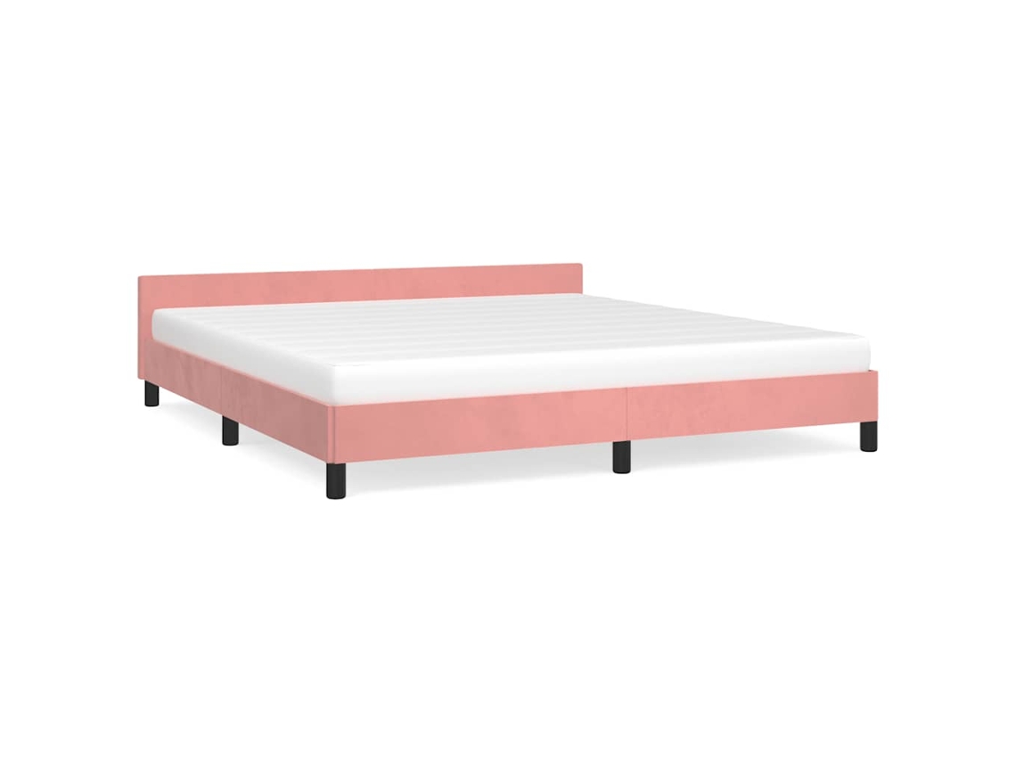 Bed Frame With Headboard, Bed Frames With Headboard Vidaxl Cor-de-rosa Veludo (180 X 200 Cm)