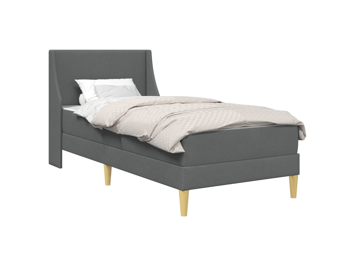 SYFAX™ Estrutura de Cama com Colchão Cinza Escuro 90 X 200 Cm Tecido
