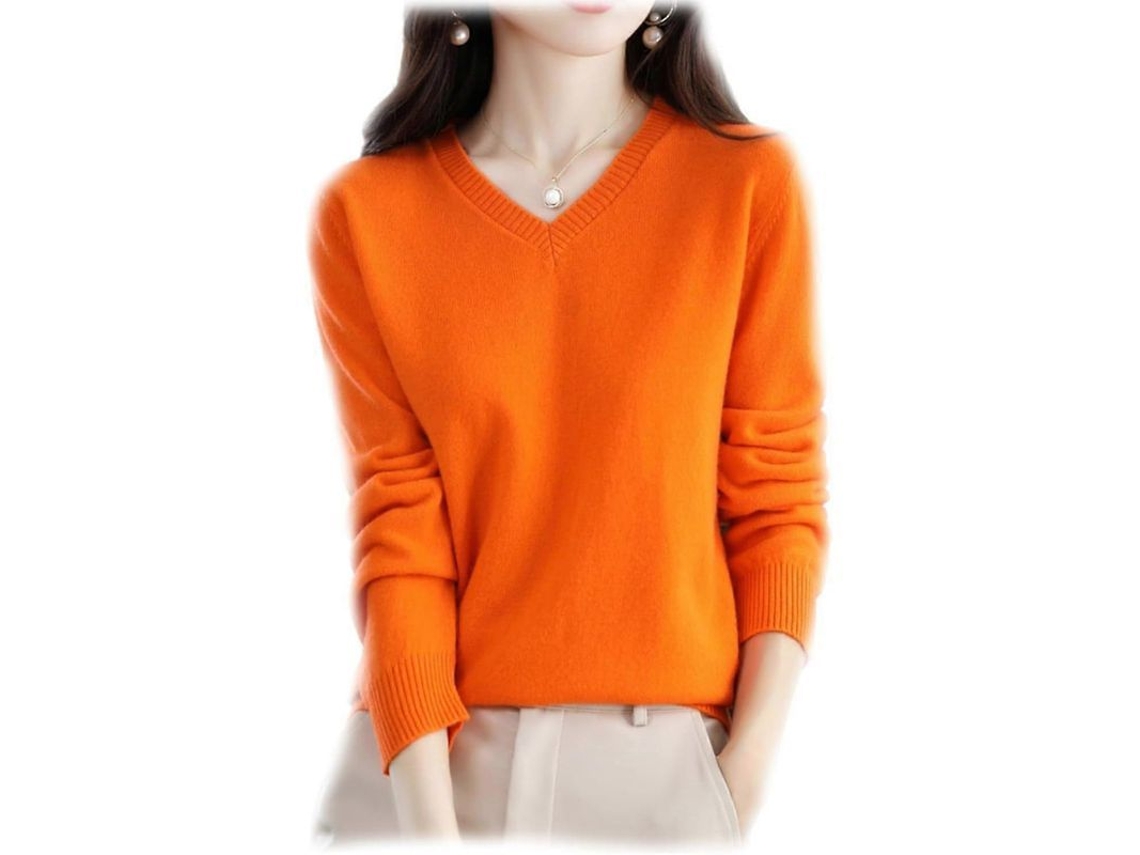 Suéter De Cashmere De Qualidade Superior Da Mongólia: Design Elegante E Mantenção Fácil Laranja