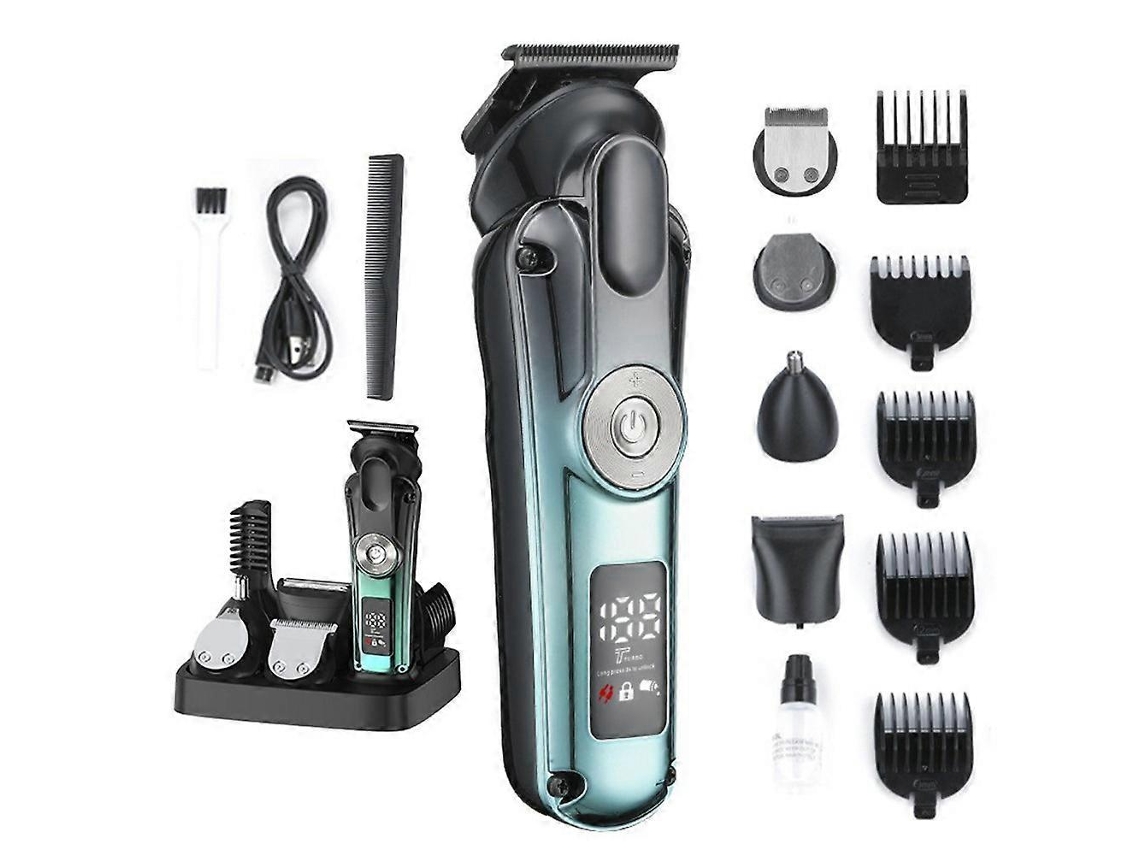 Kit De Aparador De Cabelo Multifuncional Azul Com Display Digital E Acessórios