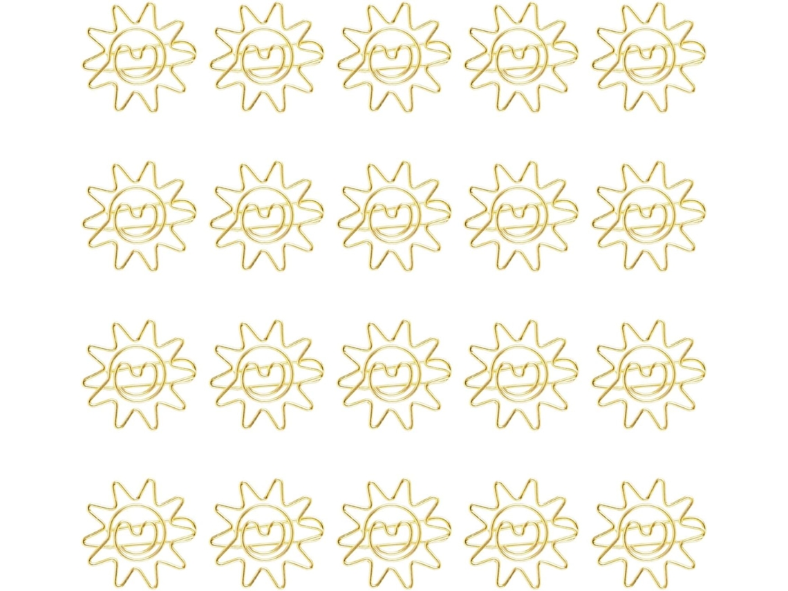 Conjunto De 20 Prendedores Metálicos Decorativos Com Tema Solar Organizar Arquivos, Livros, Artigos De Papelaria E