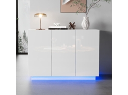Aparador 120x40x75 Cm - Aberto E Fechado, Com Luz Led Na Base - Branco