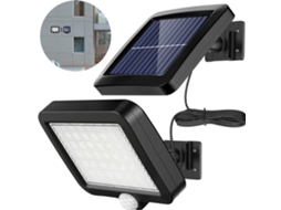 Luminária solar externa Brilvibera com 56 LEDs e sensor de movimento.