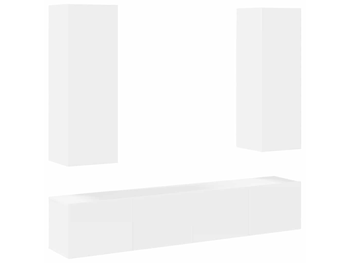 Conjunto de 4 móbiles de TV inspirados na Madeira Branco MAISON EXCLUSIVE