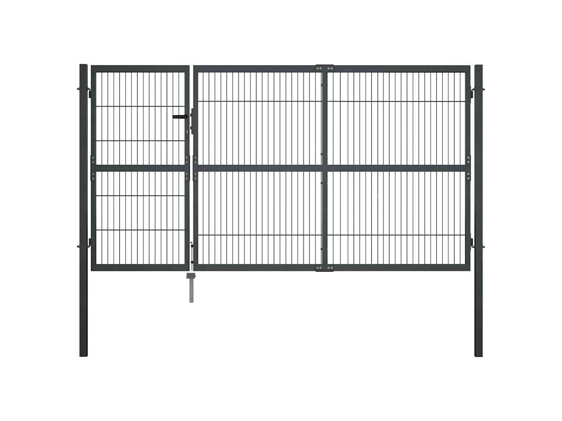 Vidaxl Portão De Jardim Com Postes 350x140 Cm Aço Antracite