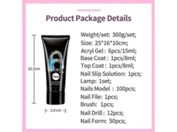 Nail Gel Kit Builder With Uv Lamp Extension Gels Tips Starter Set GOKOCO