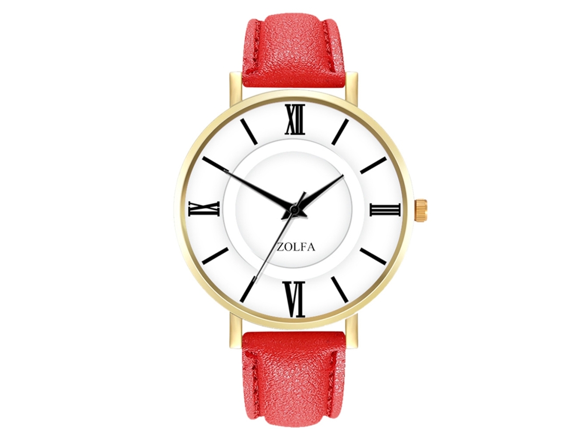 Relógio de Pulseira Casal Analógico de Quartzo com Pulseira de Couro Pu Vermelho