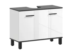 Móvel Lavatório 80x34x60cm Branco Brilhante com 2 Portas e Prateleira Ajustável | S/MARCA