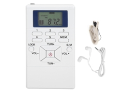 Aetheria rádio Portátil Mini Qqt102 Fm Estéreo com Display Lcd e Fones de Ouvido Branco