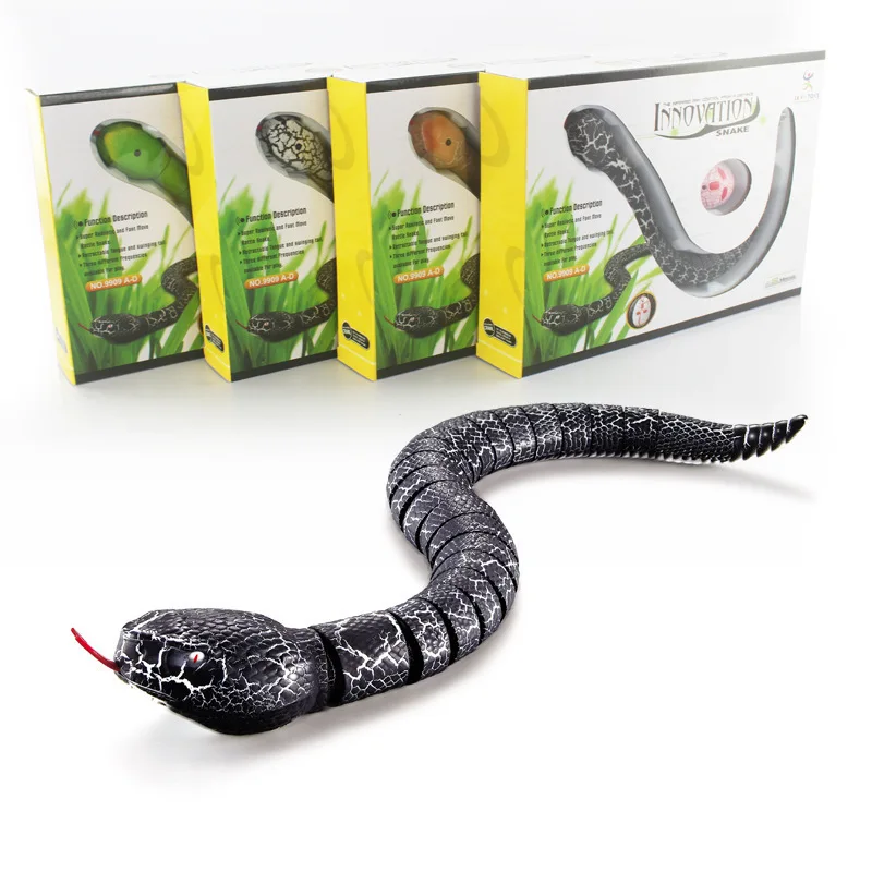 Brinquedo de Terror Realista em Forma de Cobra com Controle Remoto, Simulando uma Cobra Venenosa. MDUG (preto)