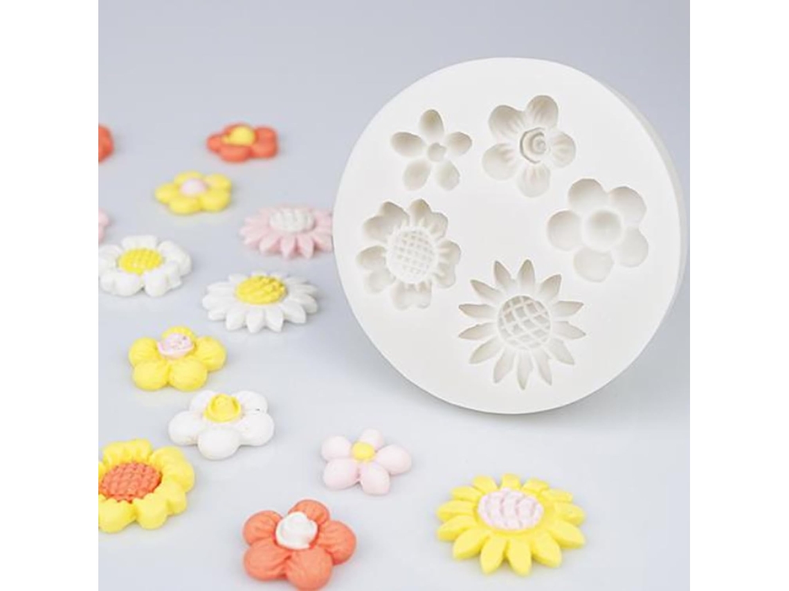 Molde De Silicone Decorar Doces, Chocolates, Cupcakes, Biscoitos E Velas – Flor 03