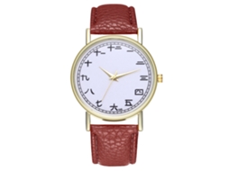 Reloj De Pulsera Para Mujer De Cuarzo Con Correa De Cuero Pu, Dial Redondo, Moda (café)