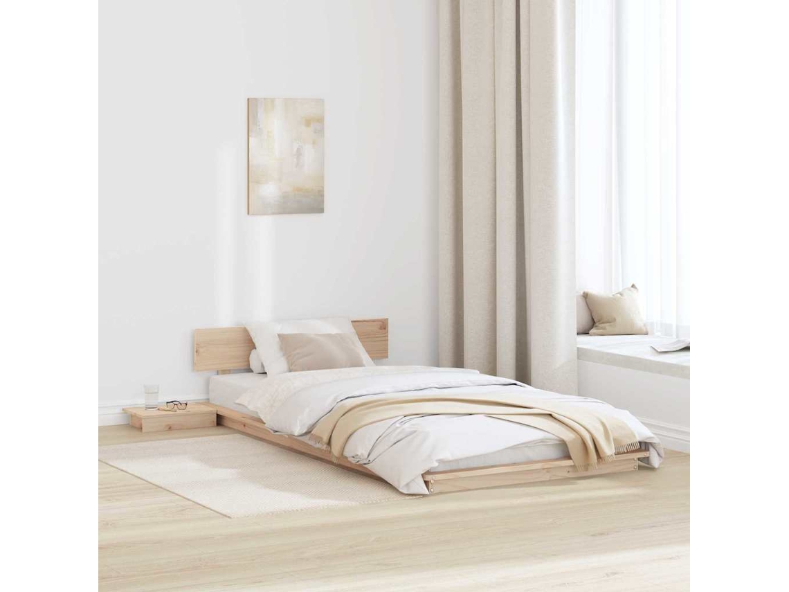 Vidaxl Estrutura da Cama com Cabeceira Castanho 90 X 200 Cm Madeira