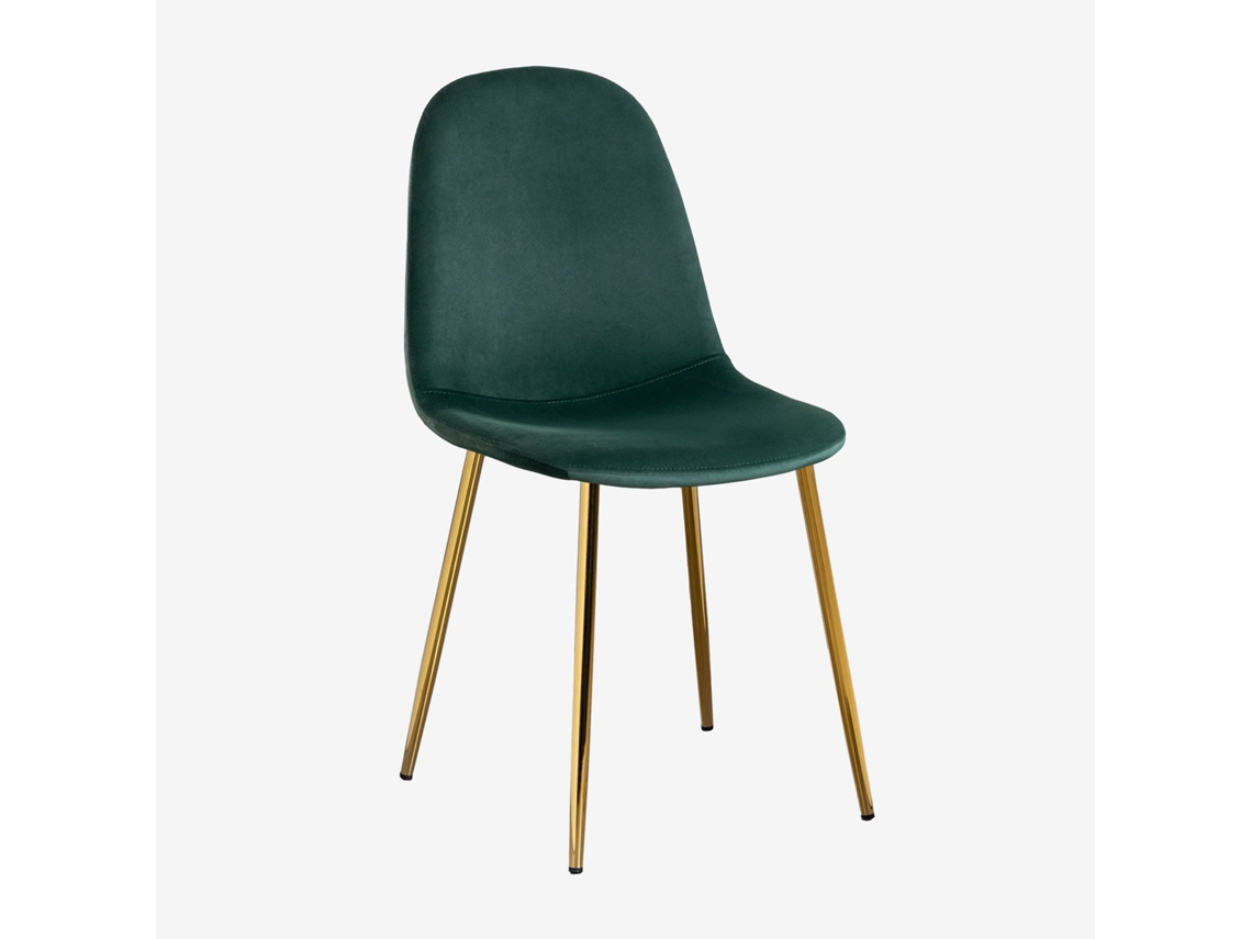 Sklum Pack De 2 Cadeiras De Jantar Glamm Poliéster     Dourado                  Velluto Verde Selva                               Veludo