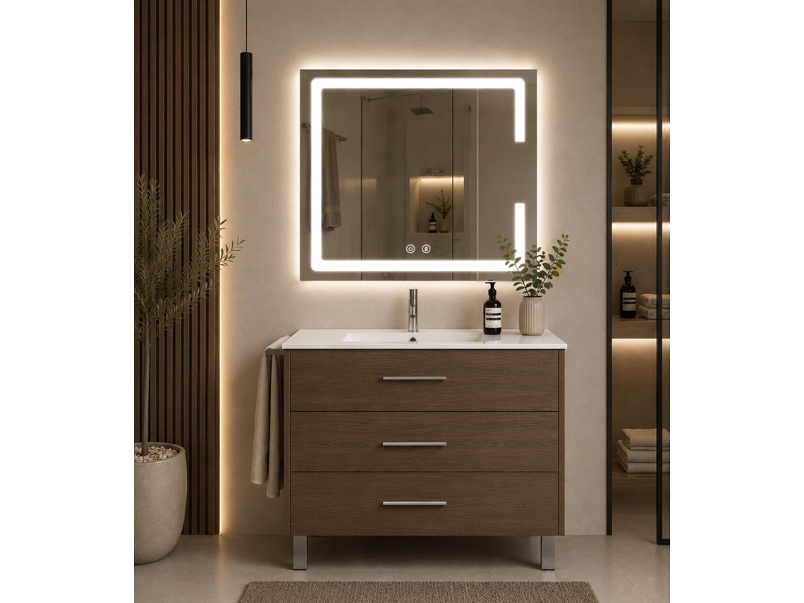 Móvel De Casa De Banho Com Lavatório Origenbath Ribera Sem Espelho 90x45 Cm Freixo Tea