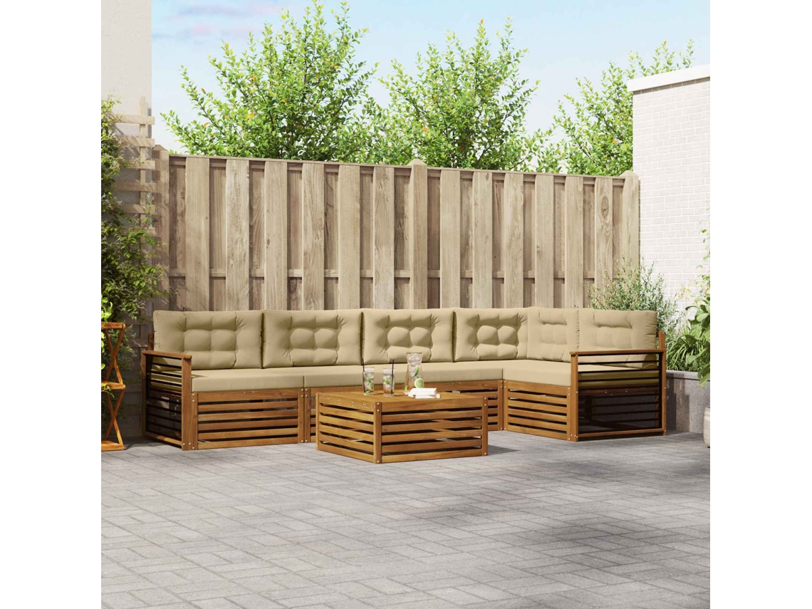 Vidaxl Conjunto De Sofás Para Exterior 6 Unid. Natural E Bege