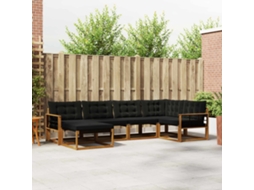 Vidaxl Conjunto De Sofás Para Exterior 6 Pcs Natural E Preto