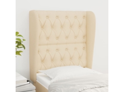 Vidaxl Cabeceira De Cama C/ Abas Tecido 83x23x118/128 Cm Creme