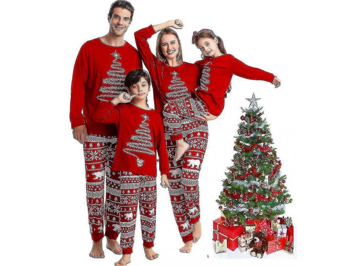 2026 pijamas de Natal Familiares Adultos e Crianças Vermelhos Conjunto de Noite Xmas Xgk Tamanhos 4t Crianças